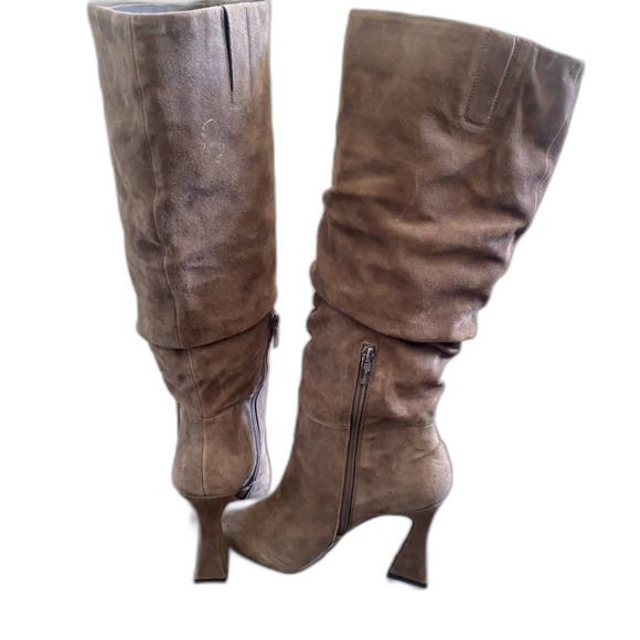 Vince Camuto Alinkay Slouchy Calf Boots Chic Taupe Gray Suede Leather Size 9.5 - Picture 5 of 7